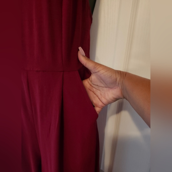 EUC Entro burgundy jumpsuit Size Small - Picture 4 of 4